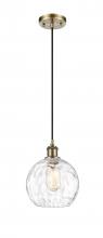  516-1P-AB-G1215-8 - Athens Water Glass - 1 Light - 8 inch - Antique Brass - Cord hung - Mini Pendant