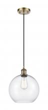  516-1P-AB-G122-10 - Athens - 1 Light - 10 inch - Antique Brass - Cord hung - Mini Pendant