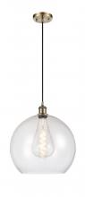  516-1P-AB-G124-14 - Athens - 1 Light - 14 inch - Antique Brass - Cord hung - Pendant