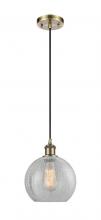  516-1P-AB-G125 - Athens - 1 Light - 8 inch - Antique Brass - Cord hung - Mini Pendant