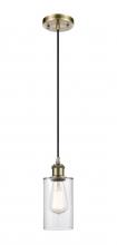  516-1P-AB-G802 - Clymer - 1 Light - 4 inch - Antique Brass - Cord hung - Mini Pendant