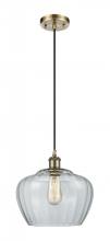  516-1P-AB-G92-L - Fenton - 1 Light - 11 inch - Antique Brass - Cord hung - Mini Pendant