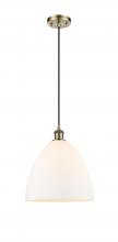  516-1P-AB-GBD-121 - Bristol - 1 Light - 12 inch - Antique Brass - Cord hung - Mini Pendant