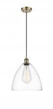  516-1P-AB-GBD-122 - Bristol - 1 Light - 12 inch - Antique Brass - Cord hung - Mini Pendant