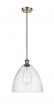  516-1P-AB-GBD-124 - Bristol - 1 Light - 12 inch - Antique Brass - Cord hung - Mini Pendant