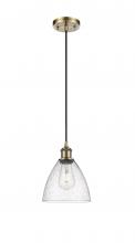  516-1P-AB-GBD-754 - Bristol - 1 Light - 8 inch - Antique Brass - Cord hung - Mini Pendant