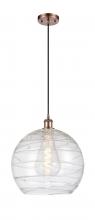  516-1P-AC-G1213-14 - Athens Deco Swirl - 1 Light - 14 inch - Antique Copper - Cord hung - Pendant