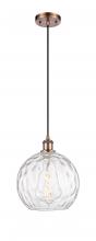  516-1P-AC-G1215-10 - Athens Water Glass - 1 Light - 10 inch - Antique Copper - Cord hung - Mini Pendant