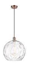  516-1P-AC-G1215-14 - Athens Water Glass - 1 Light - 13 inch - Antique Copper - Cord hung - Pendant