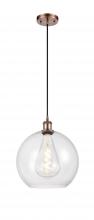  516-1P-AC-G122-12 - Athens - 1 Light - 12 inch - Antique Copper - Cord hung - Mini Pendant