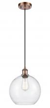  516-1P-AC-G124-10 - Athens - 1 Light - 10 inch - Antique Copper - Cord hung - Mini Pendant