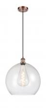  516-1P-AC-G124-14 - Athens - 1 Light - 14 inch - Antique Copper - Cord hung - Pendant