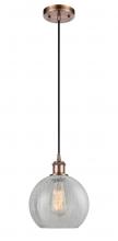  516-1P-AC-G125 - Athens - 1 Light - 8 inch - Antique Copper - Cord hung - Mini Pendant