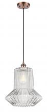  516-1P-AC-G212 - Springwater - 1 Light - 12 inch - Antique Copper - Cord hung - Mini Pendant