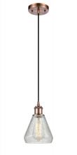  516-1P-AC-G275 - Conesus - 1 Light - 6 inch - Antique Copper - Cord hung - Mini Pendant