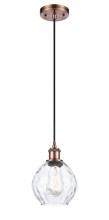  516-1P-AC-G362 - Waverly - 1 Light - 6 inch - Antique Copper - Cord hung - Mini Pendant