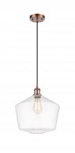  516-1P-AC-G652-12 - Cindyrella - 1 Light - 12 inch - Antique Copper - Cord hung - Mini Pendant