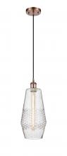  516-1P-AC-G684-7 - Windham - 1 Light - 7 inch - Antique Copper - Cord hung - Mini Pendant