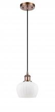  516-1P-AC-G91 - Fenton - 1 Light - 7 inch - Antique Copper - Cord hung - Mini Pendant