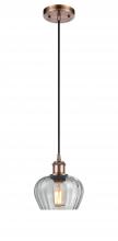  516-1P-AC-G92 - Fenton - 1 Light - 7 inch - Antique Copper - Cord hung - Mini Pendant