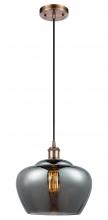  516-1P-AC-G93-L-LED - Fenton - 1 Light - 11 inch - Antique Copper - Cord hung - Mini Pendant