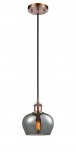  516-1P-AC-G93-LED - Fenton - 1 Light - 7 inch - Antique Copper - Cord hung - Mini Pendant