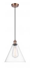  516-1P-AC-GBC-122 - Berkshire - 1 Light - 12 inch - Antique Copper - Cord hung - Mini Pendant