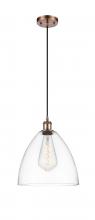  516-1P-AC-GBD-122 - Bristol - 1 Light - 12 inch - Antique Copper - Cord hung - Mini Pendant