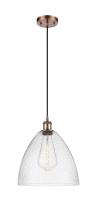  516-1P-AC-GBD-124 - Bristol - 1 Light - 12 inch - Antique Copper - Cord hung - Mini Pendant