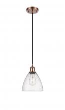  516-1P-AC-GBD-754 - Bristol - 1 Light - 8 inch - Antique Copper - Cord hung - Mini Pendant