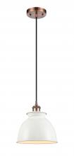  516-1P-AC-M14-W - Adirondack - 1 Light - 8 inch - Antique Copper - Cord hung - Mini Pendant