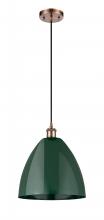  516-1P-AC-MBD-12-GR - Plymouth - 1 Light - 12 inch - Antique Copper - Cord hung - Mini Pendant