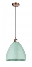  516-1P-AC-MBD-12-SF - Plymouth - 1 Light - 12 inch - Antique Copper - Cord hung - Mini Pendant