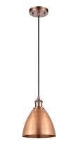 Innovations Lighting 516-1P-AC-MBD-75-AC-LED - Bristol - 1 Light - 8 inch - Antique Copper - Cord hung - Mini Pendant