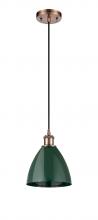  516-1P-AC-MBD-75-GR - Plymouth - 1 Light - 8 inch - Antique Copper - Cord hung - Mini Pendant