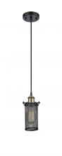  516-1P-BAB-CE219 - Bleecker - 1 Light - 4 inch - Black Antique Brass - Cord hung - Mini Pendant