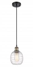  516-1P-BAB-G1013 - Belfast - 1 Light - 6 inch - Black Antique Brass - Cord hung - Mini Pendant