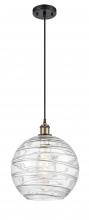  516-1P-BAB-G1213-12 - Athens Deco Swirl - 1 Light - 12 inch - Black Antique Brass - Cord hung - Mini Pendant