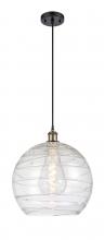  516-1P-BAB-G1213-14 - Athens Deco Swirl - 1 Light - 14 inch - Black Antique Brass - Cord hung - Pendant