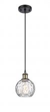  516-1P-BAB-G1215-6 - Athens Water Glass - 1 Light - 6 inch - Black Antique Brass - Cord hung - Mini Pendant