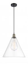  516-1P-BAB-GBC-162 - Berkshire - 1 Light - 16 inch - Black Antique Brass - Cord hung - Pendant