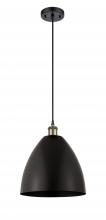  516-1P-BAB-MBD-12-BK - Bristol - 1 Light - 12 inch - Black Antique Brass - Cord hung - Mini Pendant