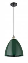  516-1P-BAB-MBD-12-GR - Plymouth - 1 Light - 12 inch - Black Antique Brass - Cord hung - Mini Pendant