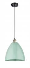  516-1P-BAB-MBD-12-SF - Plymouth - 1 Light - 12 inch - Black Antique Brass - Cord hung - Mini Pendant