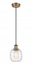  516-1P-BB-G1013 - Belfast - 1 Light - 6 inch - Brushed Brass - Cord hung - Mini Pendant