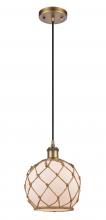 Innovations Lighting 516-1P-BB-G121-8RB-LED - Farmhouse Rope - 1 Light - 8 inch - Brushed Brass - Cord hung - Mini Pendant