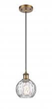  516-1P-BB-G1215-6 - Athens Water Glass - 1 Light - 6 inch - Brushed Brass - Cord hung - Mini Pendant