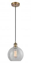  516-1P-BB-G125 - Athens - 1 Light - 8 inch - Brushed Brass - Cord hung - Mini Pendant