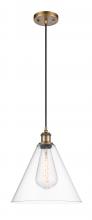  516-1P-BB-GBC-122 - Berkshire - 1 Light - 12 inch - Brushed Brass - Cord hung - Mini Pendant