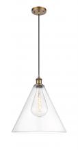  516-1P-BB-GBC-162 - Berkshire - 1 Light - 16 inch - Brushed Brass - Cord hung - Pendant